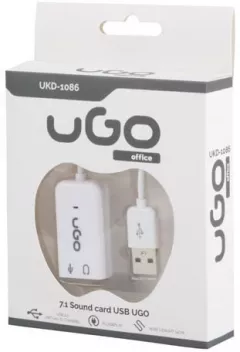 Placa de sunet externa USB 7.1, Ugo UKD-1086, alba