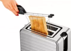 Prajitor de paine ProfiCook, PC-TAZ 1110, 2 felii, decongelare, incalzire, oprire automata/manuala, clesti din otel inoxidabil, accesoriu chifla, argintiu