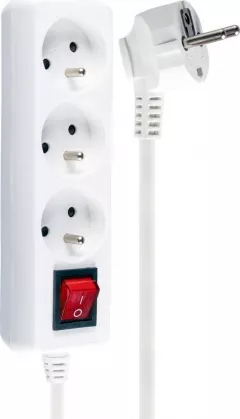 Prelungitor electric cu cablu cu protectie supraincalzire si comutator , Libox , LB0081/1.5 , 3 prize , 1.5m , alb