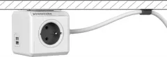 Priza PowerCube Extended, Allocacoc, 5 intrari, 1.5 m, alb-gri