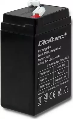 Acumulator pentru ups , Qoltec , AGM 6V 4.5Ah max 1.35A , negru
