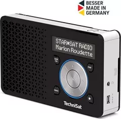 Radio TechniSat Digitradio 1S, portabil, DAB+, 2W, ecran OLED, alb/negru