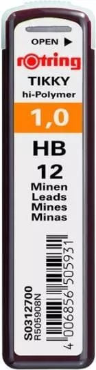Mine Rotring HB, 1 mm, 12 buc