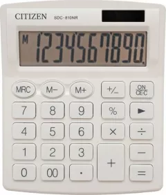 SDC810NRWHE Citizen calculator, alb, desktop, 10 locuri, cu dublă putere