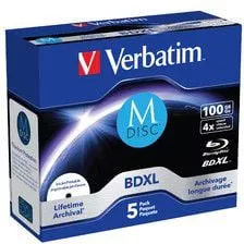 Set blancuri M-DISC BD-R Verbatim, 100GB, 4X, 5 buc, 43834