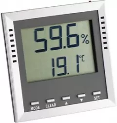 Termometru digital TFA, Contor de temperatura/ umiditate, LED, Gri