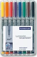Creion permanent marker Staedtler Lumocolor, 8 bucati.