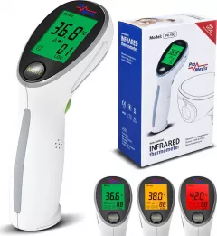 Termometru fara contact Promedix PR-960,1 secundă, Frunte,electronic,fără contact, 2 x AAA