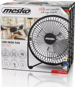 Ventilator mini de birou MS 7322, Portabil, USB, Negru, Mesko
