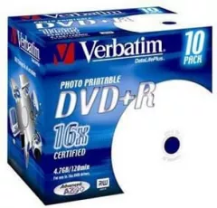 Medii de stocare verbatim DVD + R Inkjet Wide ID Printable Brand