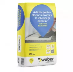 Adeziv pentru placari ceramice la interior si exterior Weberset EX25 MAX 2, ambalare 25 kg, culoare gri