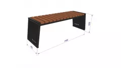Banca fara spatar, metal + lemn, 430 x 1450 x 470 mm