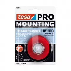 Banda dublu adeziva Tesa TS 66965 Mounting Pro, dimensiune 5 m x 19 mm, culoare transparenta
