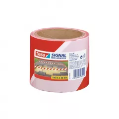 Banda pentru delimitare, Tesa TS 58137, culoare rosu alb, dimensiune 80 mm X 100 m
