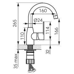 Baterie lavoar Ferro Algeo BAG2A, pipa inalta pivotanta, crom