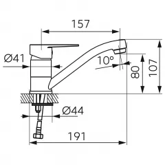 Baterie lavoar Ferro Ritto BTR2A, monocomanda, pipa pivotanta, crom