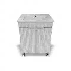 Baze - Baza cu usi MDF si lavoar, Seria 033 19329, culoare alb rustic, latime 60 cm, olint.ro