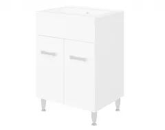 Baza mobilier baie Madrid cu lavoar ceramic, 2 usi, 61 cm, alb lucios