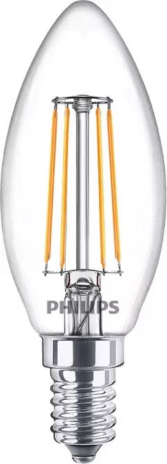 Bec LED Philips B35, cu filament, soclu E14, putere 40 W, lumina calda 827
