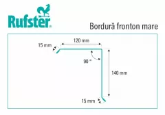 Accesorii acoperis - Bordura fronton mare Rufster Premium 0,5 mm&nbsp;grosime 6005 MS verde mat structurat, olint.ro