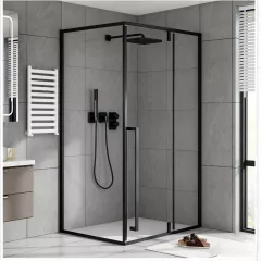 Cabine simple - Cabina de dus 15W, sticla securizata 6 mm, profil negru mat, 100 x 100 cm, olint.ro