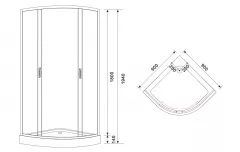 Cabina dus 532, cu model, cada joasa, 90x90x195 cm