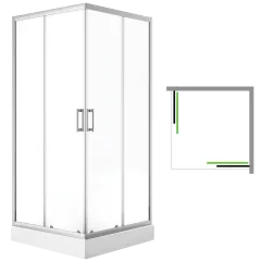 Cabina dus patrata Bresso JKB 096K, 90x90x185 cm, grosime sticla 5mm,  cadita alba