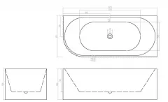 Cada freestanding BALI dreapta DR 9039, 170x80x56 cm, alb