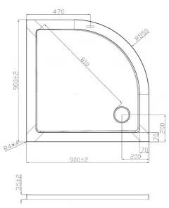 Cadita de dus semirotunda SC9090R cu montaj SLIM 90 x 90 cm