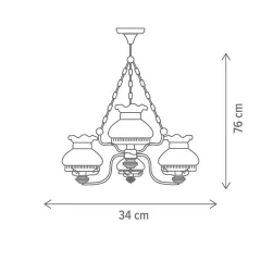 Interior - Candelabru Russet 3+1, 3 x  E27, Klausen  KL104004, olint.ro