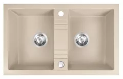 Chiuveta bucatarie Ferro DRGM2/48/78SA, 78x48 cm, doua cuve, finisaj nisip Chiuveta bucatarie Ferro DRGM2/48/78SA, 78x48 cm, doua cuve, finisaj nisip