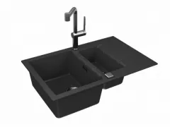 Chiuveta granit Cadit 70 Carbon G91, 79×50×20 cm, 2 cuve, reversibila