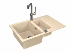 Chiuveta granit Cadit 70 Terra G22, 79×50×20 cm, 2 cuve, reversibila