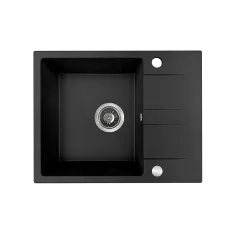 Chiuveta granit Laut Kuchinox SRZ 713Y, 56x44 cm,reversibila, ventil automat, negru