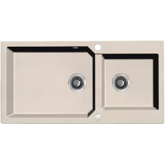 Chiuveta granit Kuchinox Milos SPM 4209, 86x49 cm, reversibila, ventil automat, bej