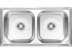 Chiuveta inox 78x43 cm 2 cuve SKS 020T, 780 x 430 mm