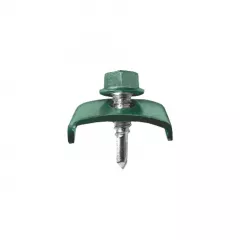 Clema cu autoforant, pentru stalp rectangular, dimensiuni 6.3 x 25 mm, plastifiat, culoare verde RAL 6005