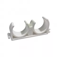 Clema dubla teava PPR D32 set = 5 bucati de 32 culoare alba