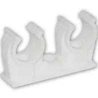 Clema dubla teava PPR D25 set = 5 bucati de 25 mm culoare alba