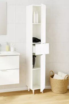 Coloana baie MDF Seria 033, 180 cm inaltime, balamale soft-close, alb