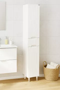 Coloana baie MDF Seria 033, 180 cm inaltime, balamale soft-close, alb