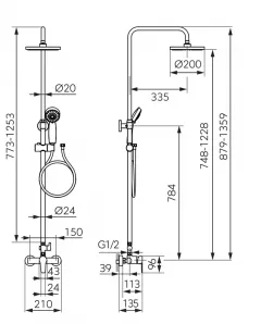 Temp - Coloana dus cu baterie RITTO NP84-BTR7U, para dus 3 functii, cap dus ploaie, olint.ro