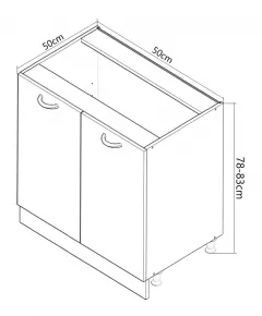 Corp inferior bucatarie MDF Square, 50 cm, 2 usi, fag