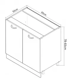 Corpuri de bucatarie - Corp inferior bucatarie MDF Square, 60 cm, 2 usi, antracit, olint.ro