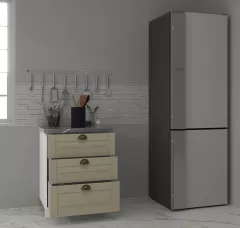 Corpuri de bucatarie - Corp inferior bucatarie MDF Square, 60 cm, 3 sertare, fag, olint.ro