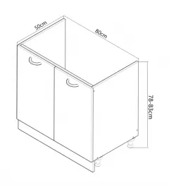 Corp inferior bucatarie MDF Square, 80 cm, fag