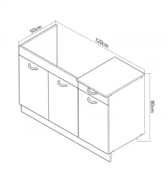 Corp inferior bucatarie PAL Sarona, 120 cm, cu sertar, alb/antracit