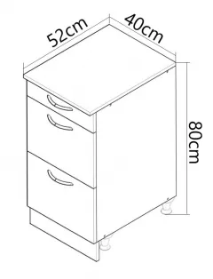 Corp inferior bucatarie PAL Sarona, 40 cm, alb/antracit