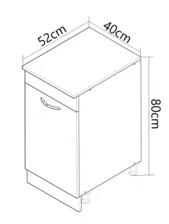 Corp inferior bucatarie PAL Sarona, 40 cm, alb/antracit