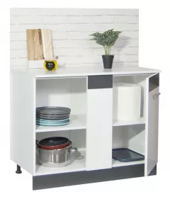 Corpuri de bucatarie - Corp inferior colt bucatarie PAL st/dr Sarona, 100 cm, alb/antracit, olint.ro